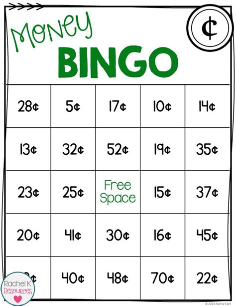 bingo money game printable